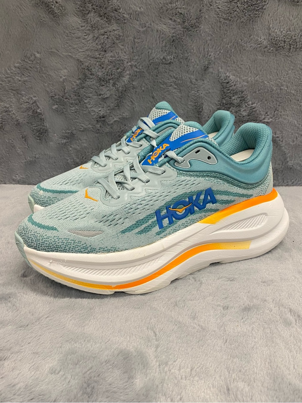 Hoka One One Bondi 9 Running Athletic Shoes Mens Blue Drizzle Mint Size 7D